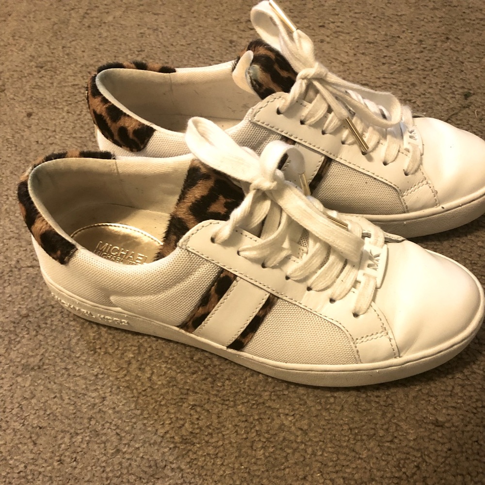 Michael Kors Irving leather leopard Sneakers
